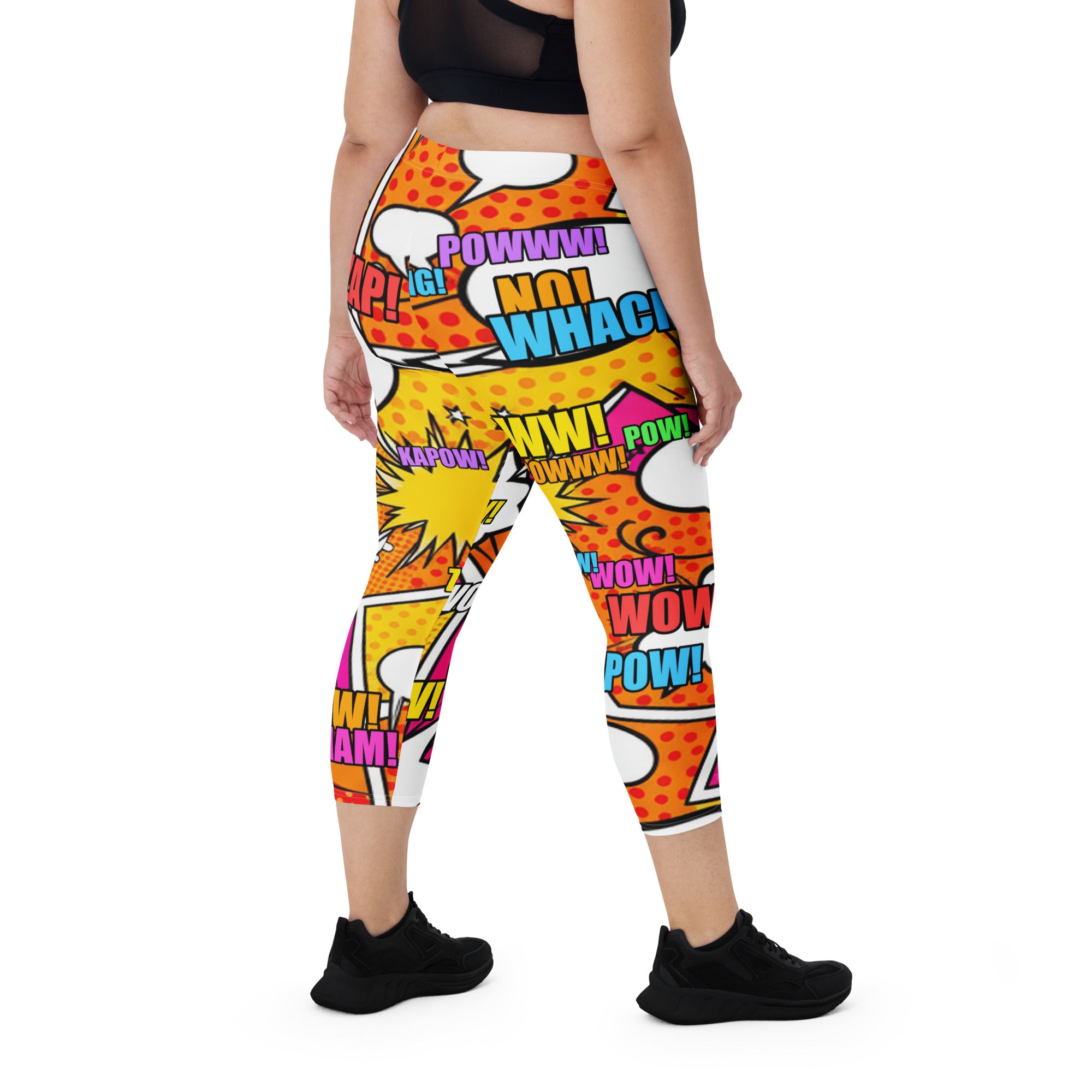 Comic Pop Sunset Orange Capri Leggings | GearBunch