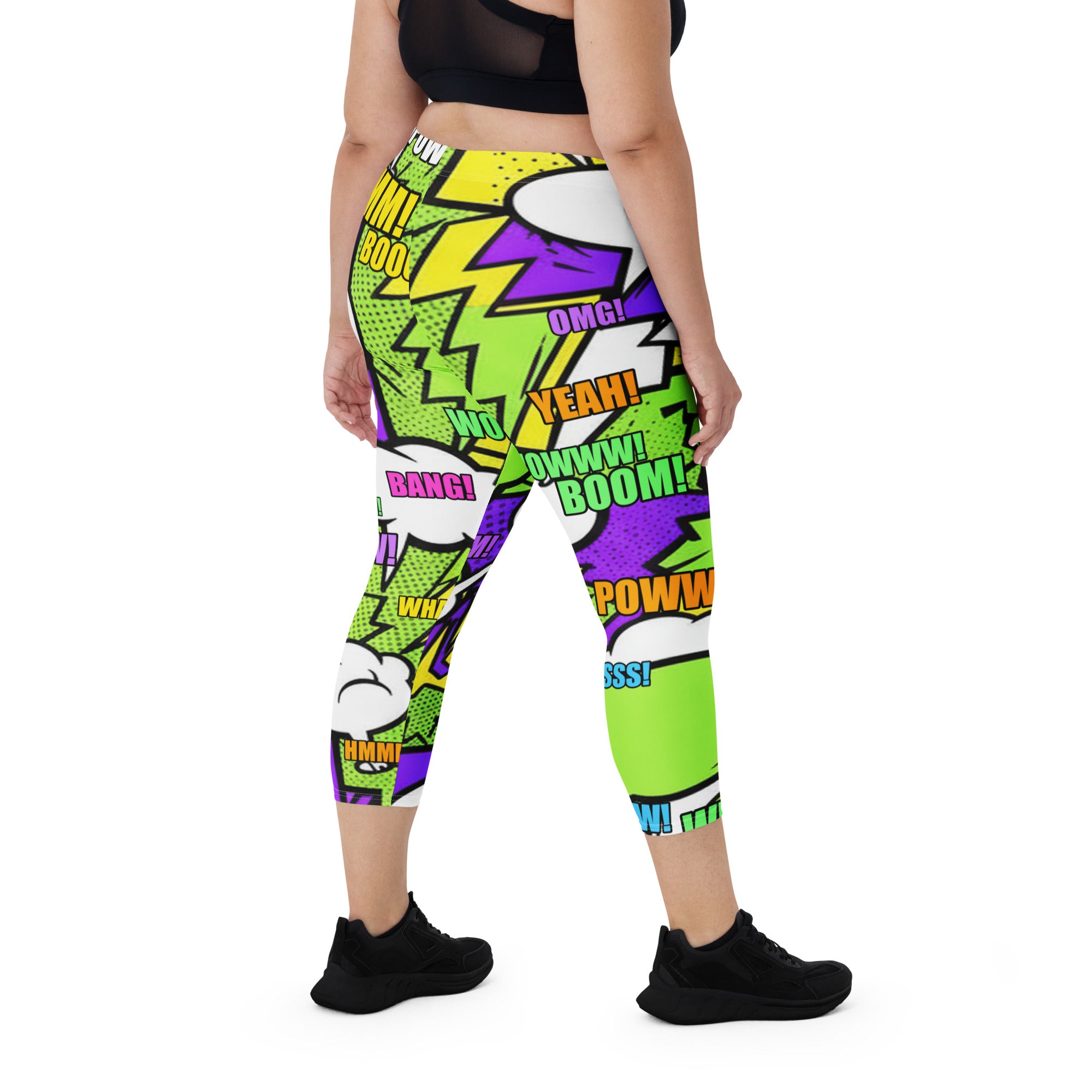 Comic Pop Toxic Green Capri Leggings | GearBunch
