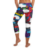 Dynamic comic book panel design on GearBunch Comic Strip Dark Knight Capri Leggings