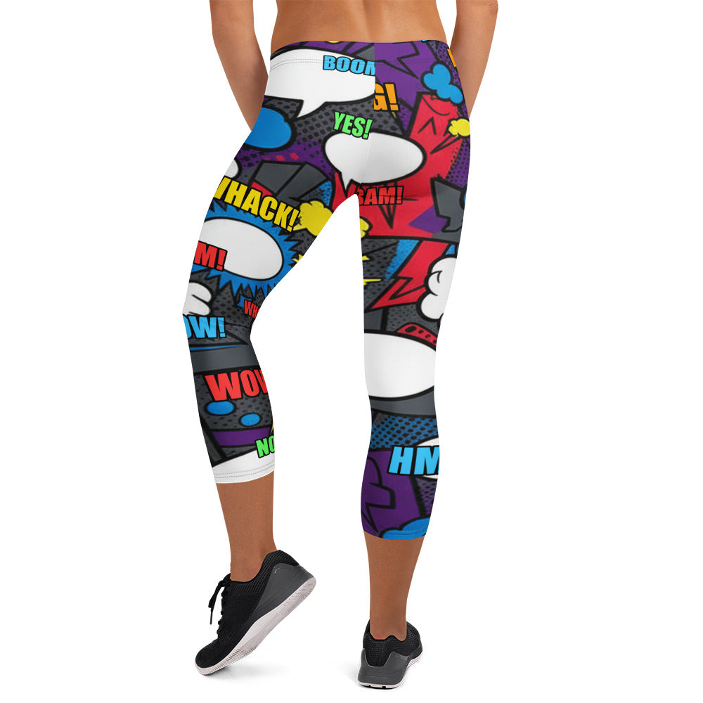 Comic Strip Dark Knight Capri Leggings | GearBunch
