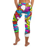 Bold and vibrant Comic Strip Graffiti Street Capri Leggings by GearBunch. Action-packed design for ultimate impact.