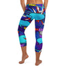 Dynamic comic book panel design featuring space battles and bold colours on GearBunch Comic Strip Space Battle Capri Leggings.