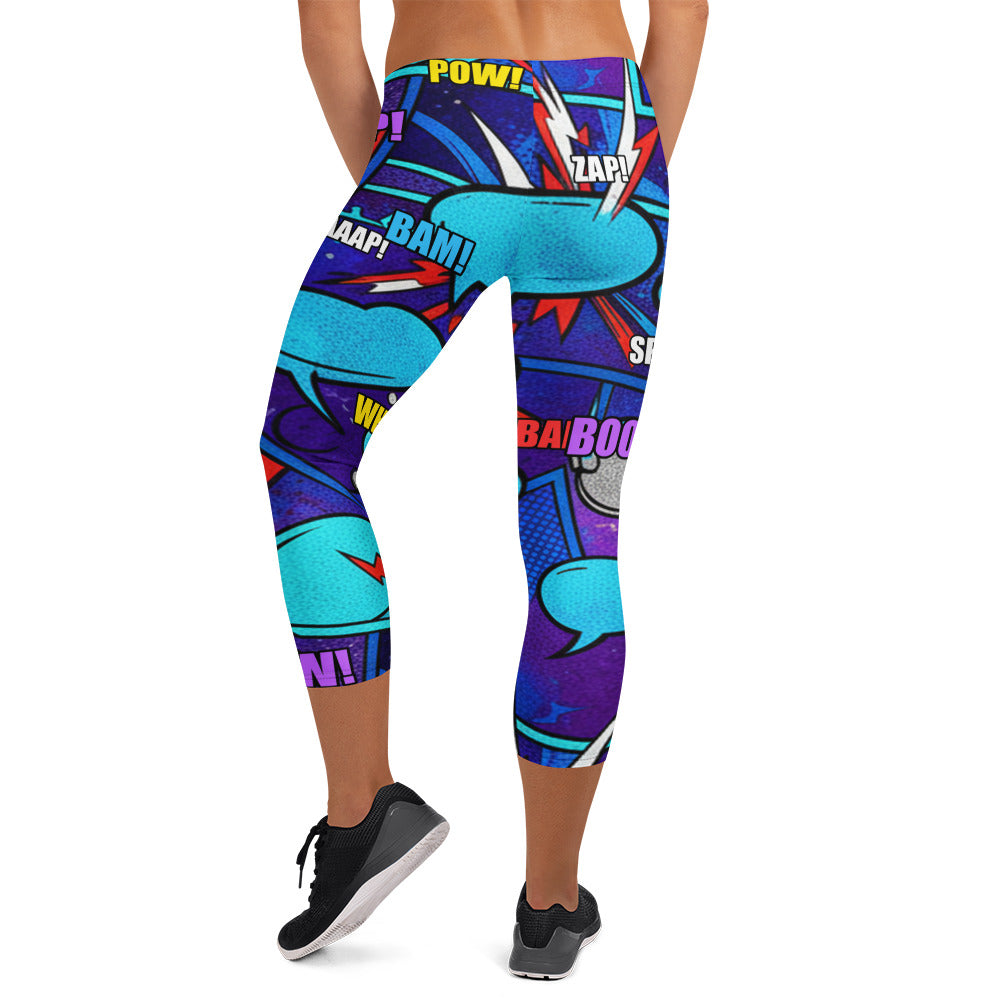 Comic Strip Space Battle Capri Leggings | GearBunch
