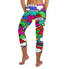 Dynamic comic book panel design on GearBunch Comic Strip Zombie Apocalypse Capri Leggings.