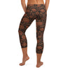 Luxurious copper and bronze floral design on dark espresso background, GearBunch Capri Leggings
