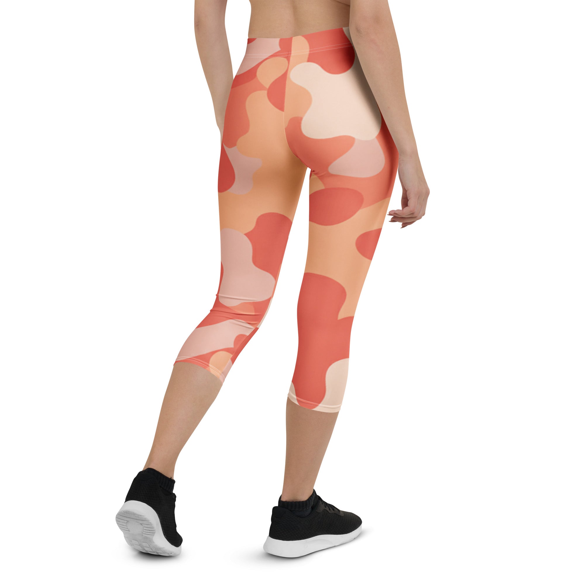 Coral Sunset Camo Capri Leggings | GearBunch