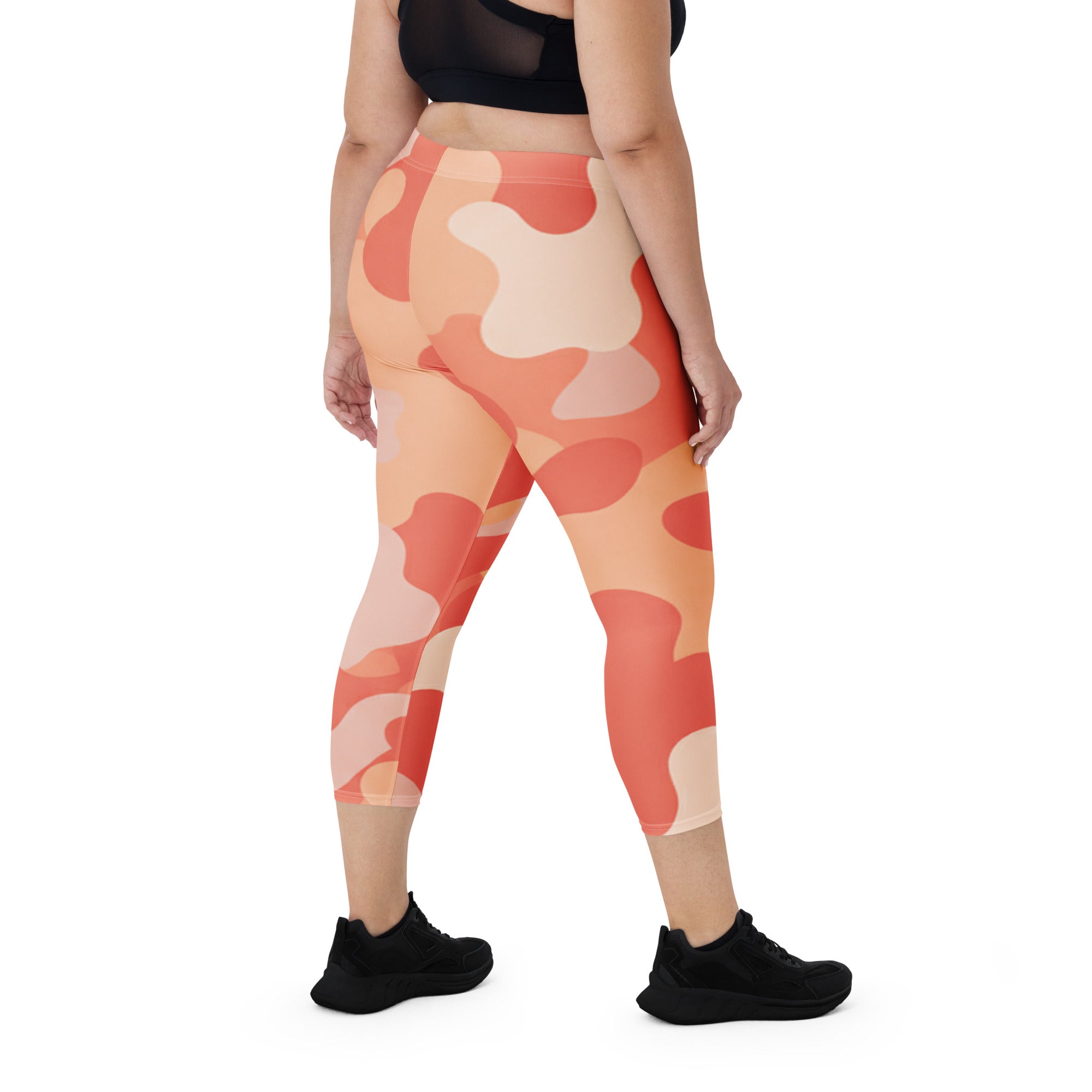 Coral Sunset Camo Capri Leggings | GearBunch