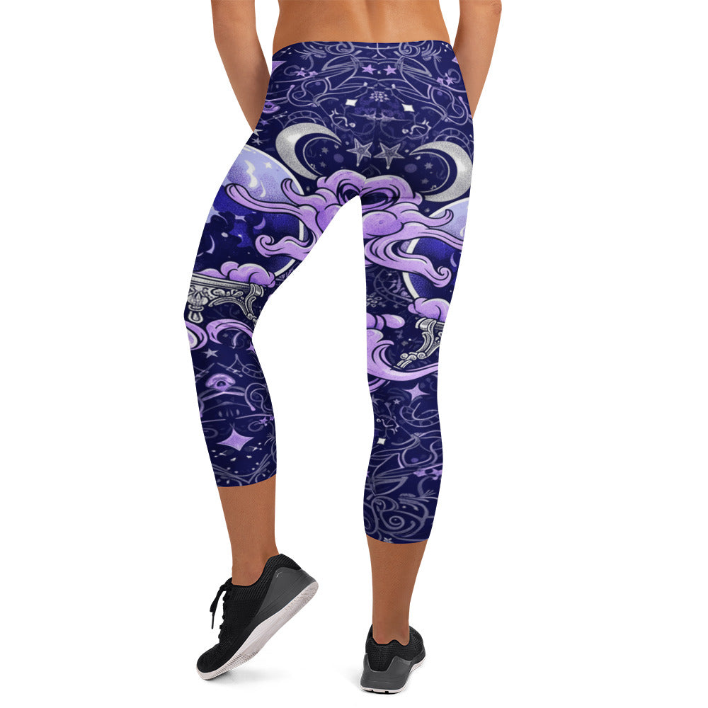 Crystal Ball Smoke Magic Capri Leggings | GearBunch