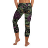 Deadly Nightshade Botanical Capri Leggings featuring a vintage-inspired botanical design, by GearBunch