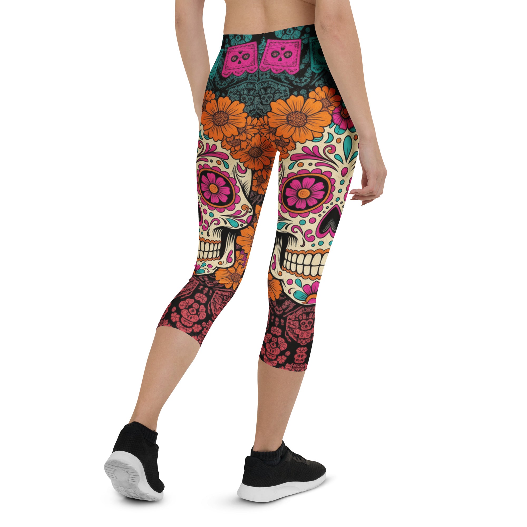 Día de los Muertos Marigold Capri Leggings | GearBunch