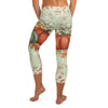 Heirloom Pumpkin Patch Capri Leggings featuring a botanical pumpkin design in rust and sage green, GearBunch Capri Leggings