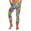 Ultra-vibrant Kawaii Candy Land print featuring cute cartoon characters on GearBunch Capri Leggings.