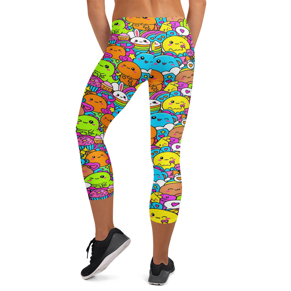 Kawaii Dinosaur Stomp Capri Leggings | GearBunch