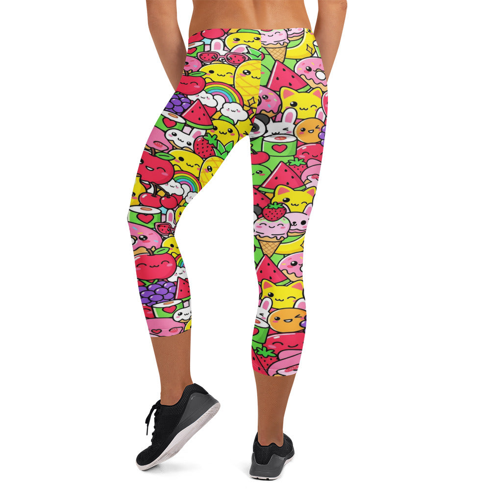 Kawaii Fruit Salad Capri Leggings | GearBunch