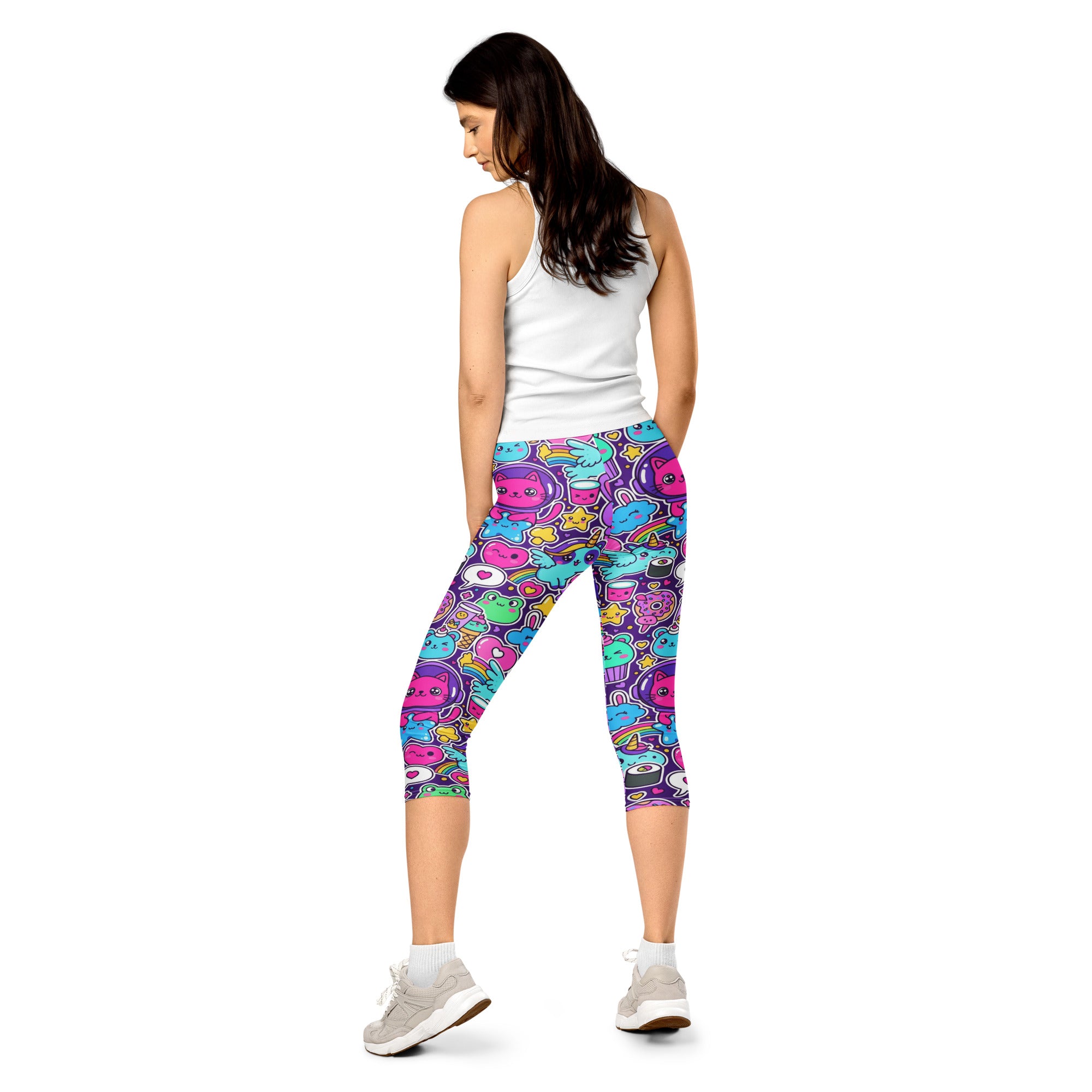 Kawaii Space Cats Capri Leggings | GearBunch