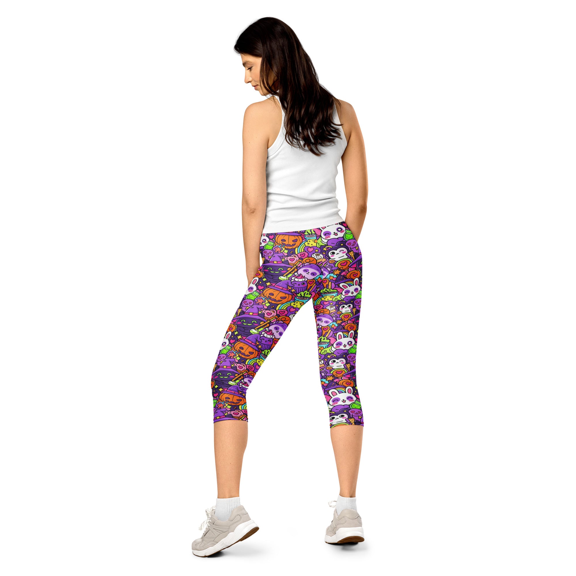 Kawaii Witch Familiar Capri Leggings | GearBunch