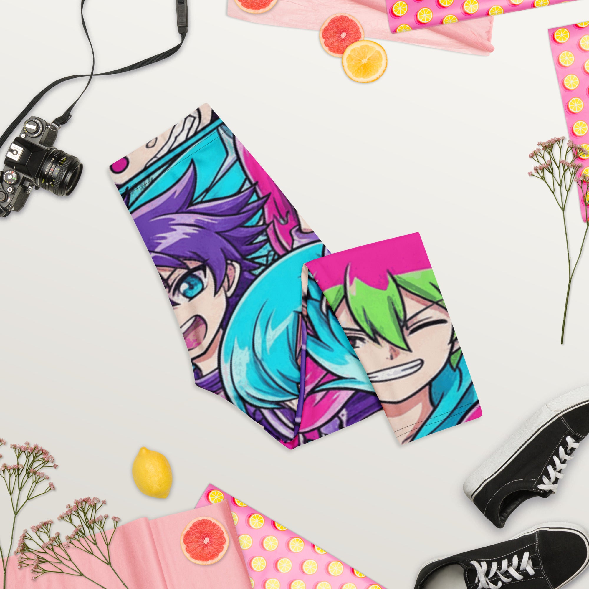 Anime Collage Cyberpunk Capri Leggings | GearBunch