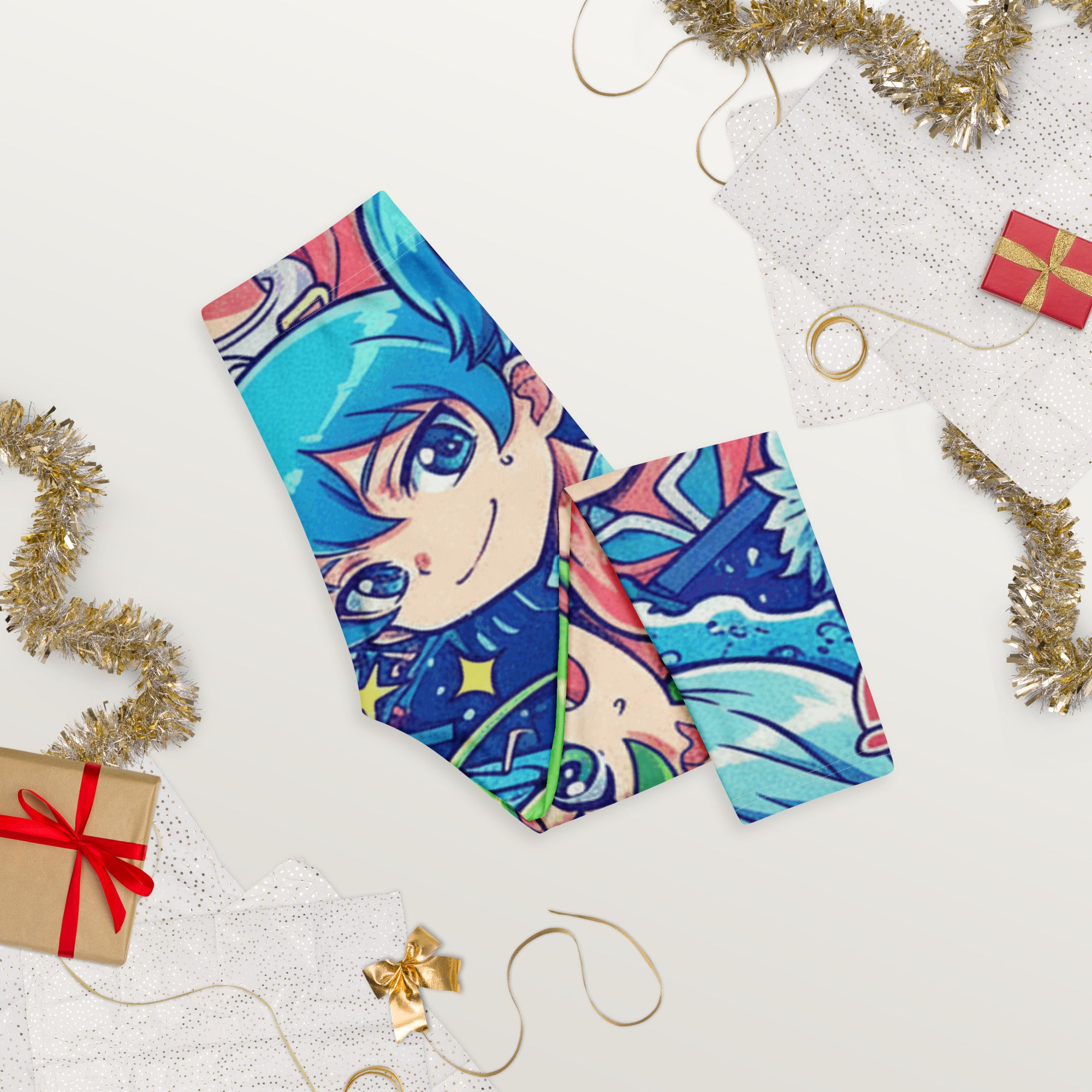 Anime Ocean Wave Capri Leggings | GearBunch
