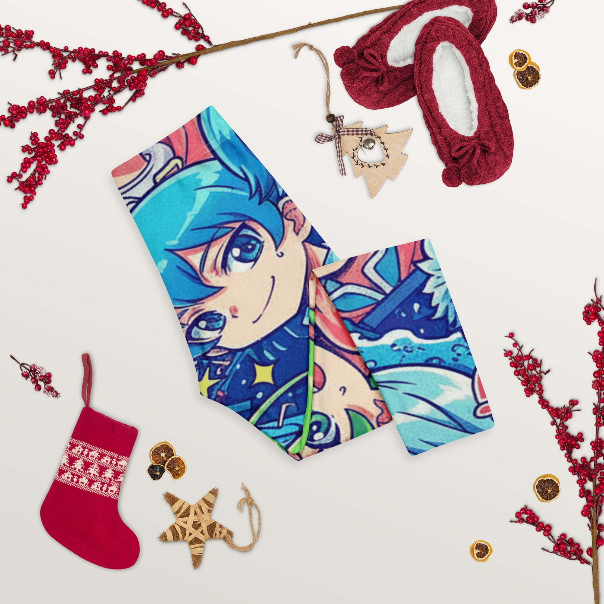 Anime Ocean Wave Capri Leggings | GearBunch