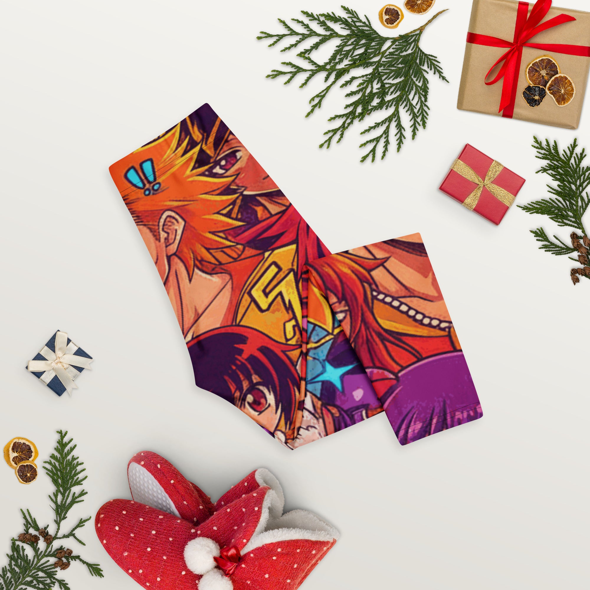 Anime Collage Sunset Samurai Capri Leggings | GearBunch