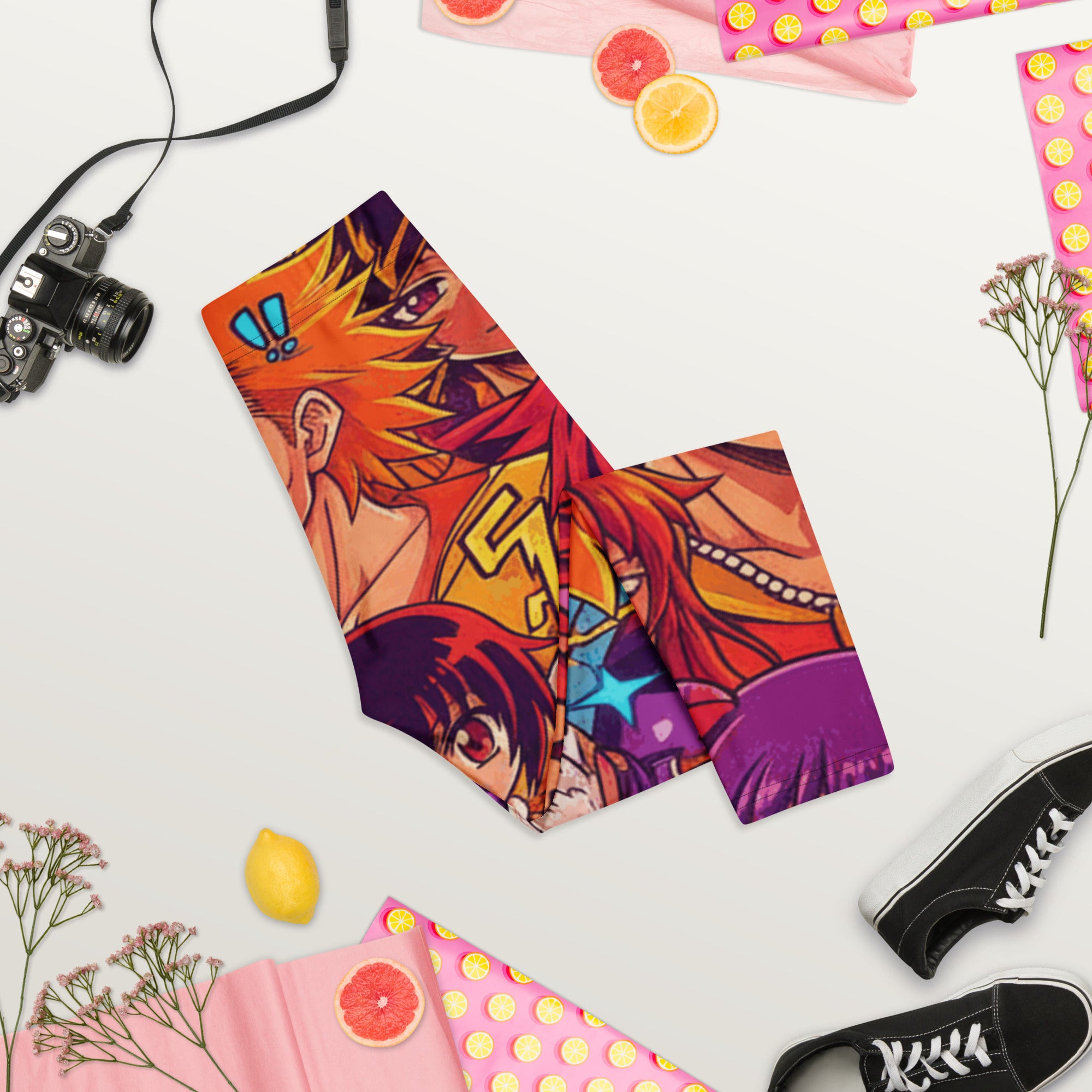 Anime Collage Sunset Samurai Capri Leggings | GearBunch