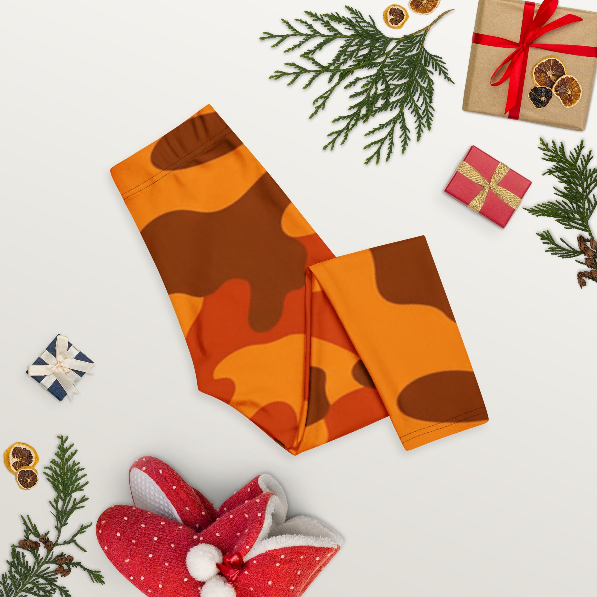 Burnt Orange Camo Capri Leggings | GearBunch