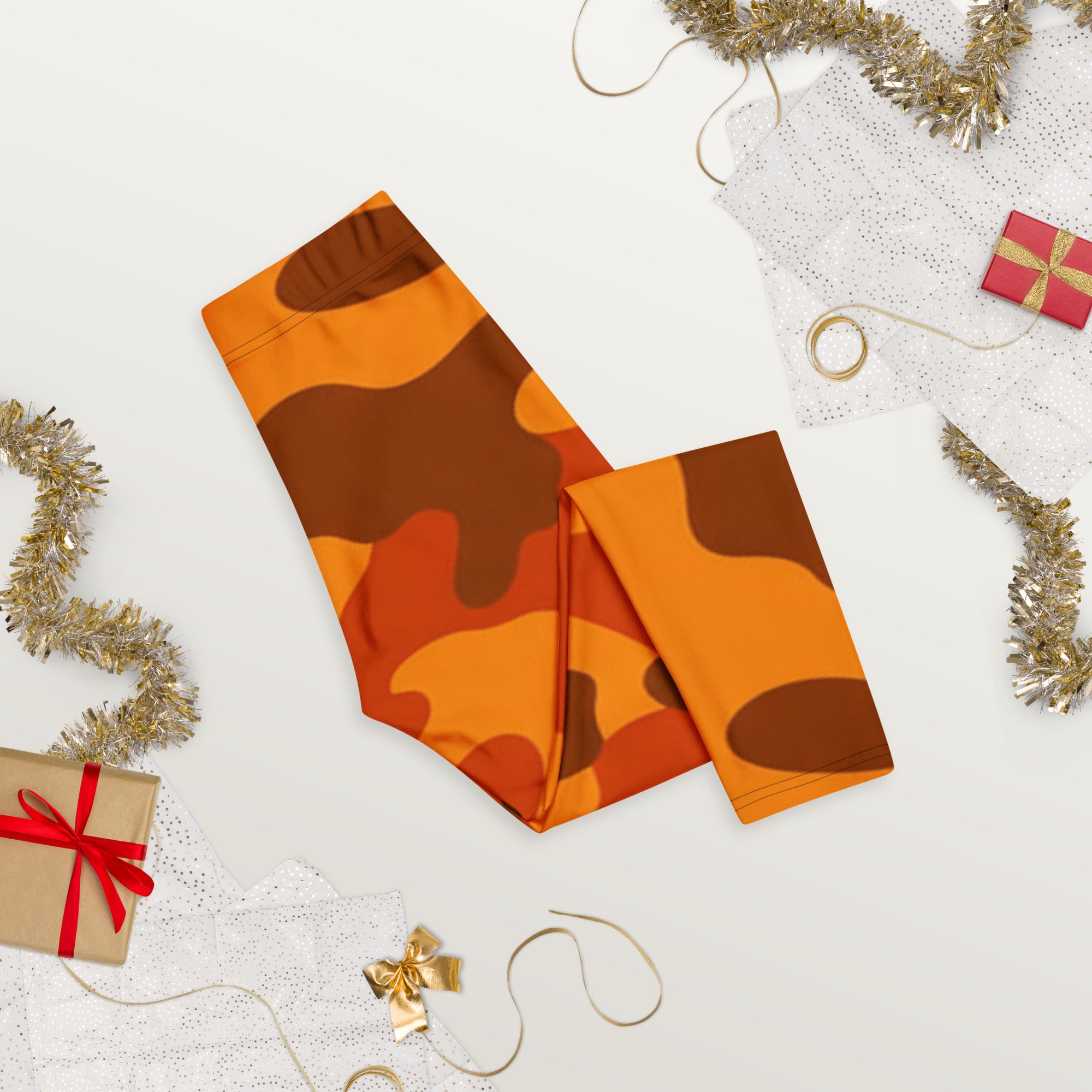 Burnt Orange Camo Capri Leggings | GearBunch