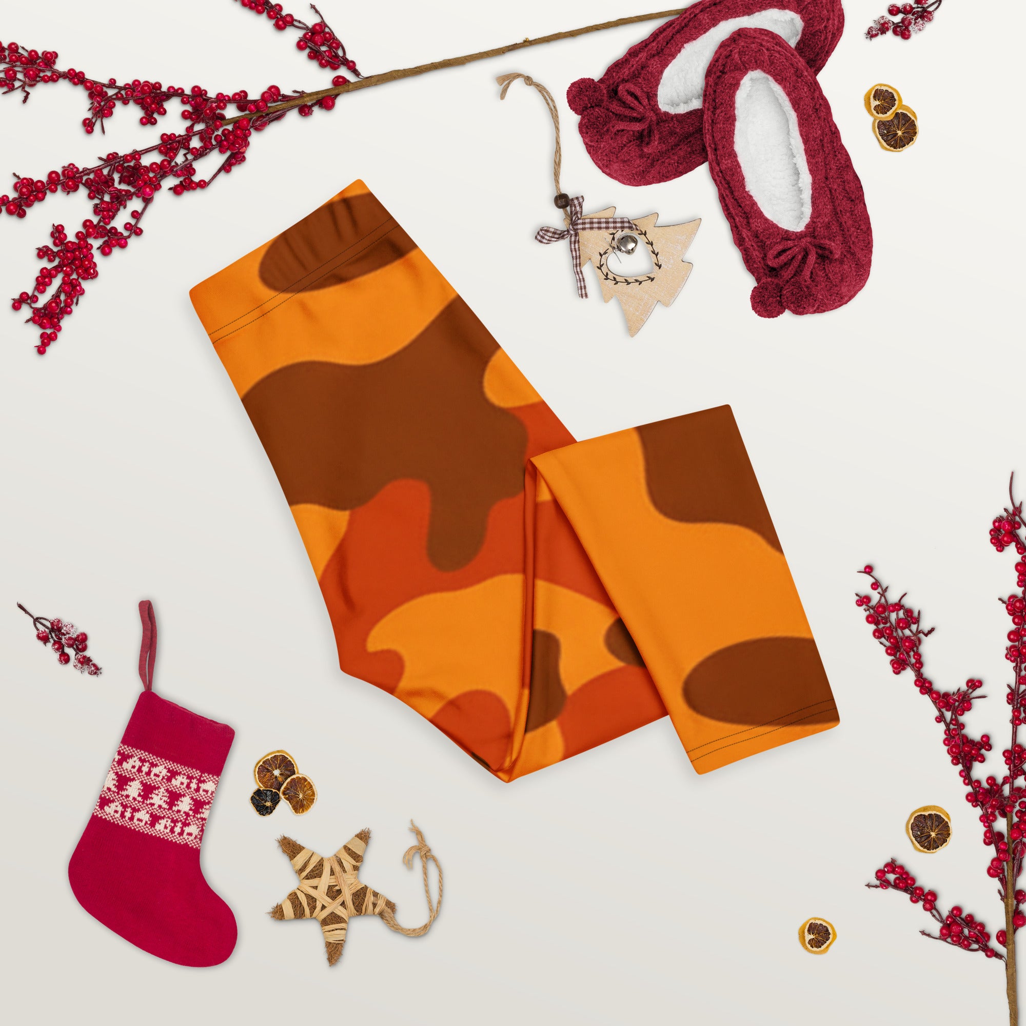 Burnt Orange Camo Capri Leggings | GearBunch