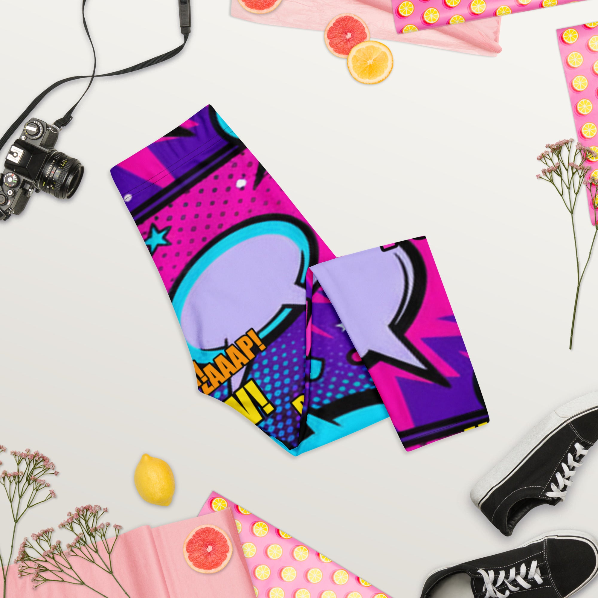 Comic Pop Galaxy Purple Capri Leggings | GearBunch