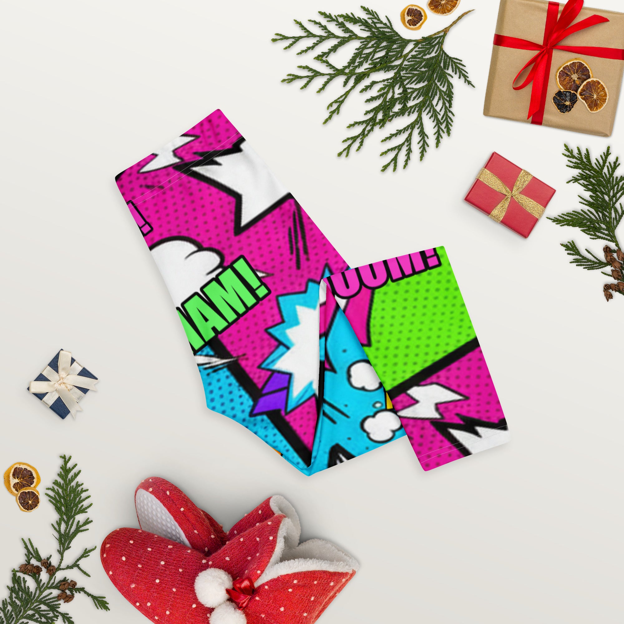 Comic Pop Neon Pink Capri Leggings | GearBunch