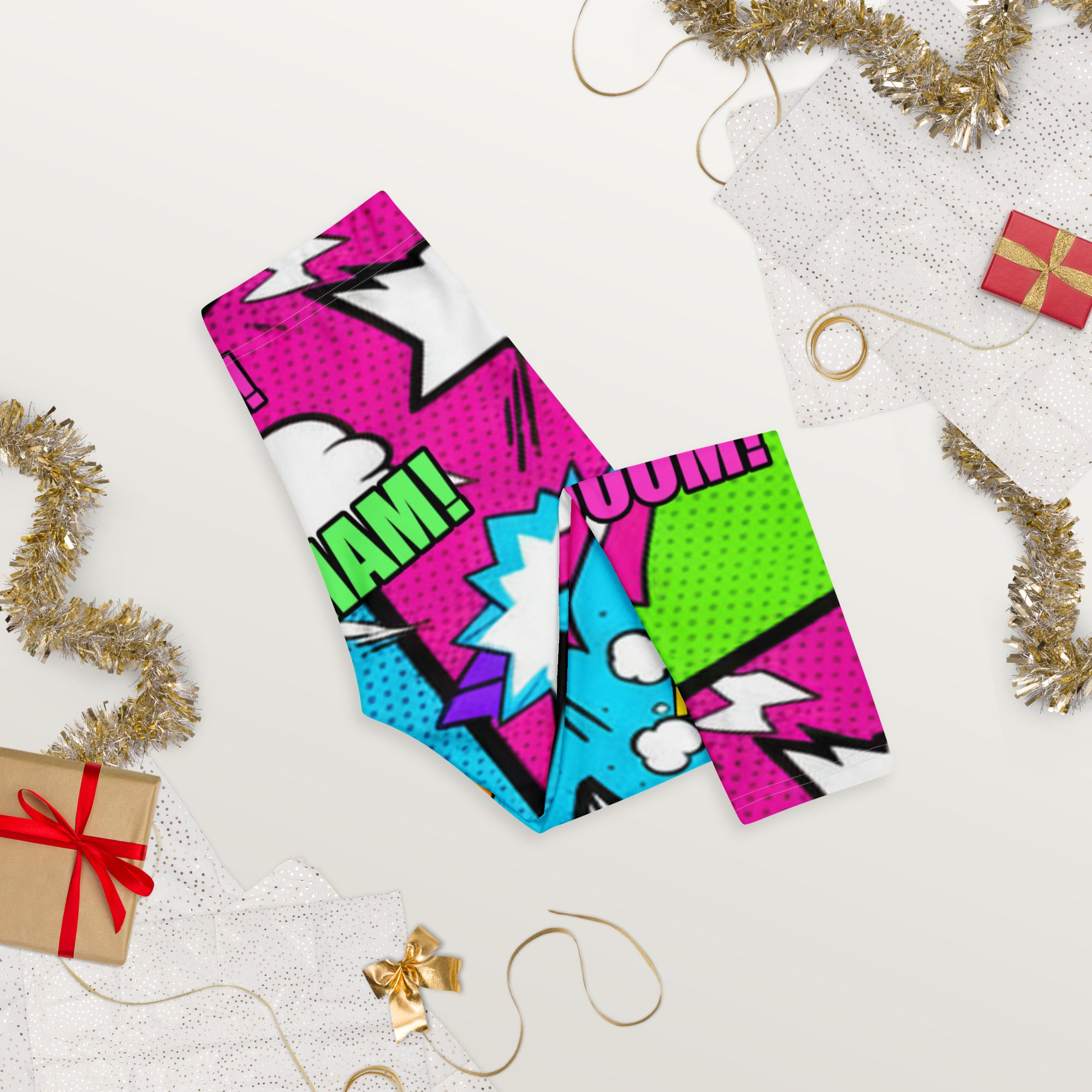 Comic Pop Neon Pink Capri Leggings | GearBunch