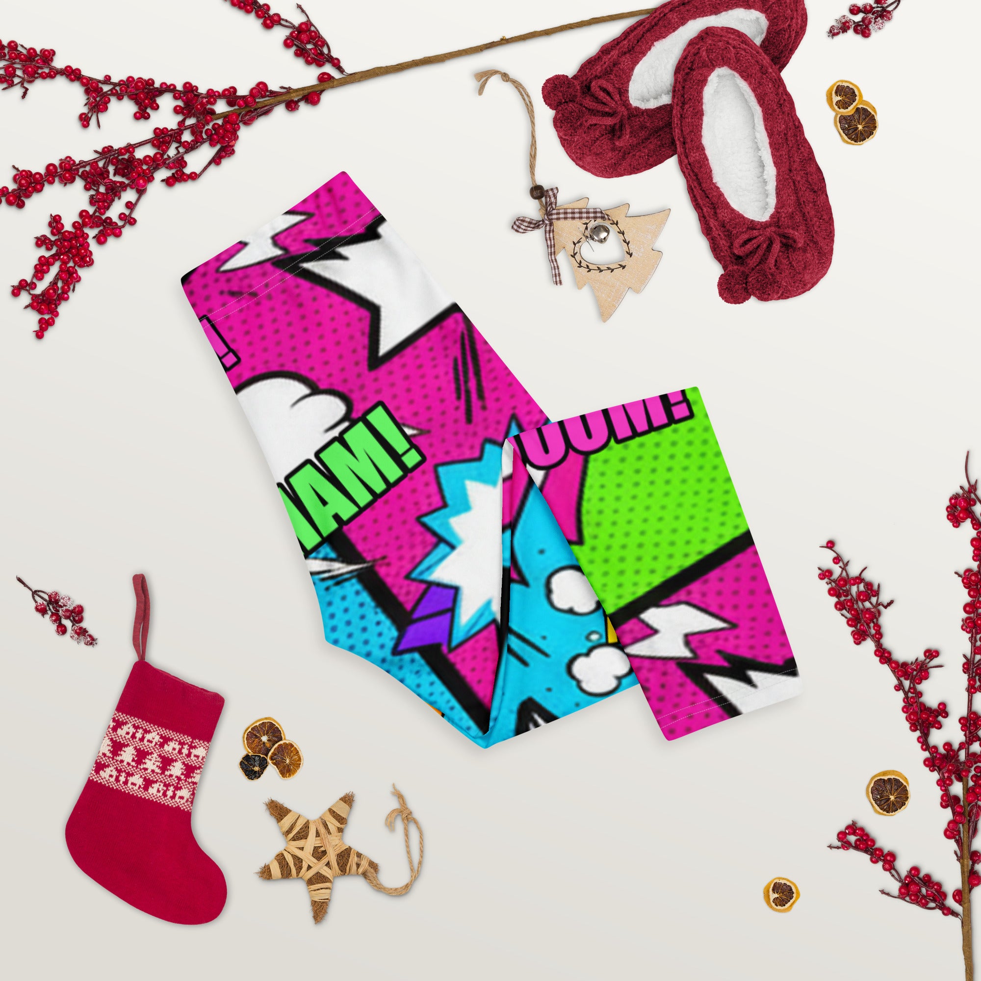 Comic Pop Neon Pink Capri Leggings | GearBunch