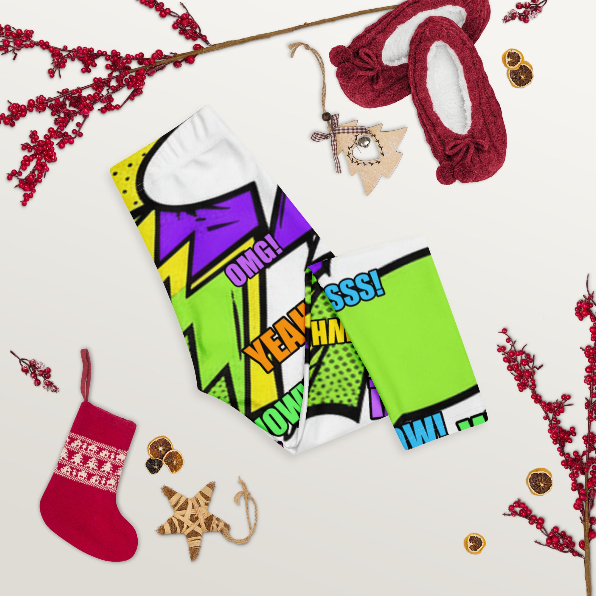 Comic Pop Toxic Green Capri Leggings | GearBunch