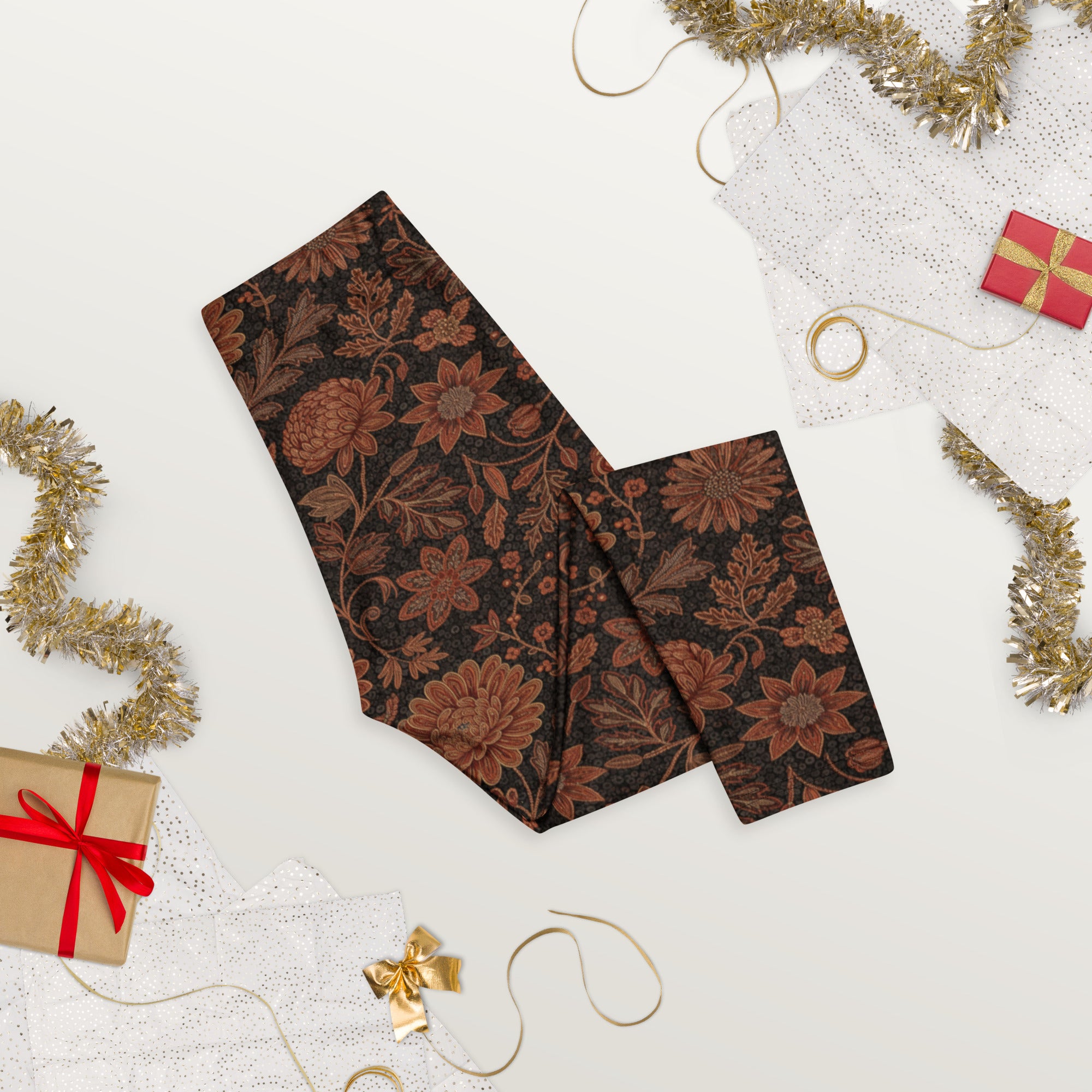 Copper Floral Capri Leggings | GearBunch