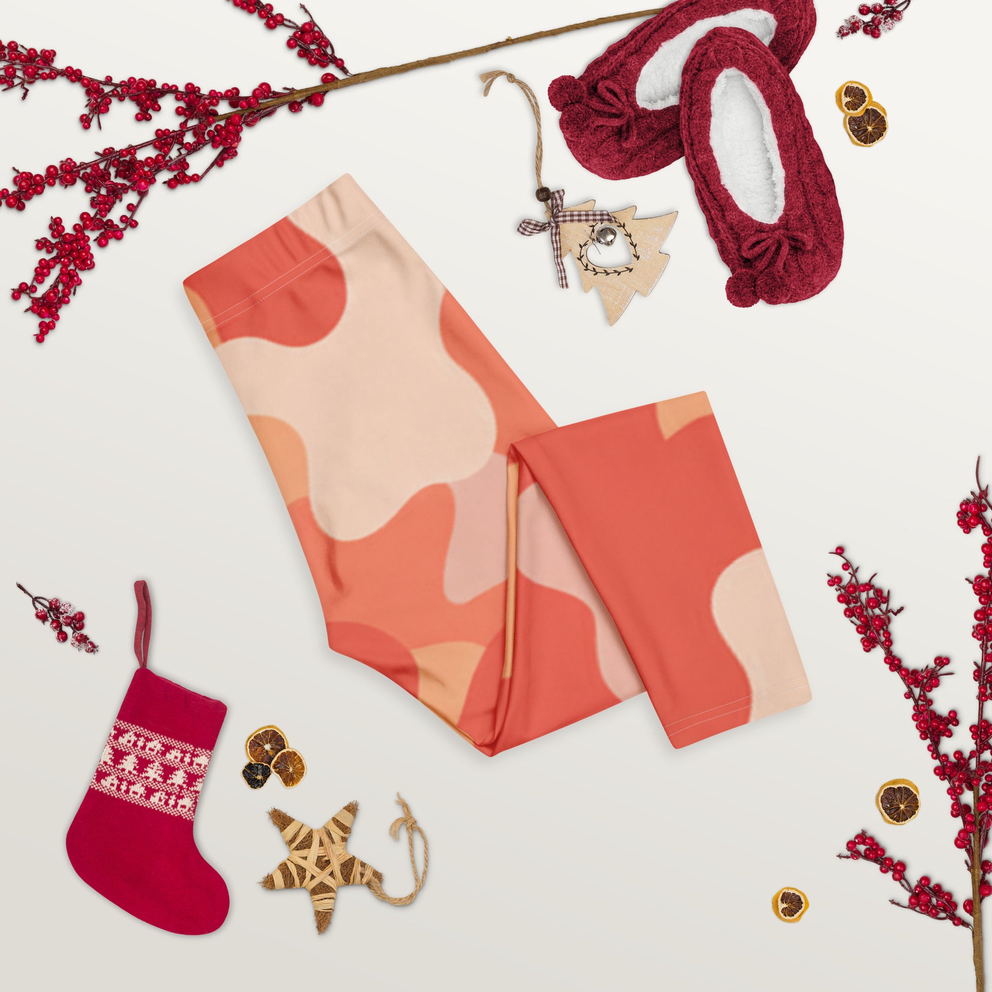 Coral Sunset Camo Capri Leggings | GearBunch