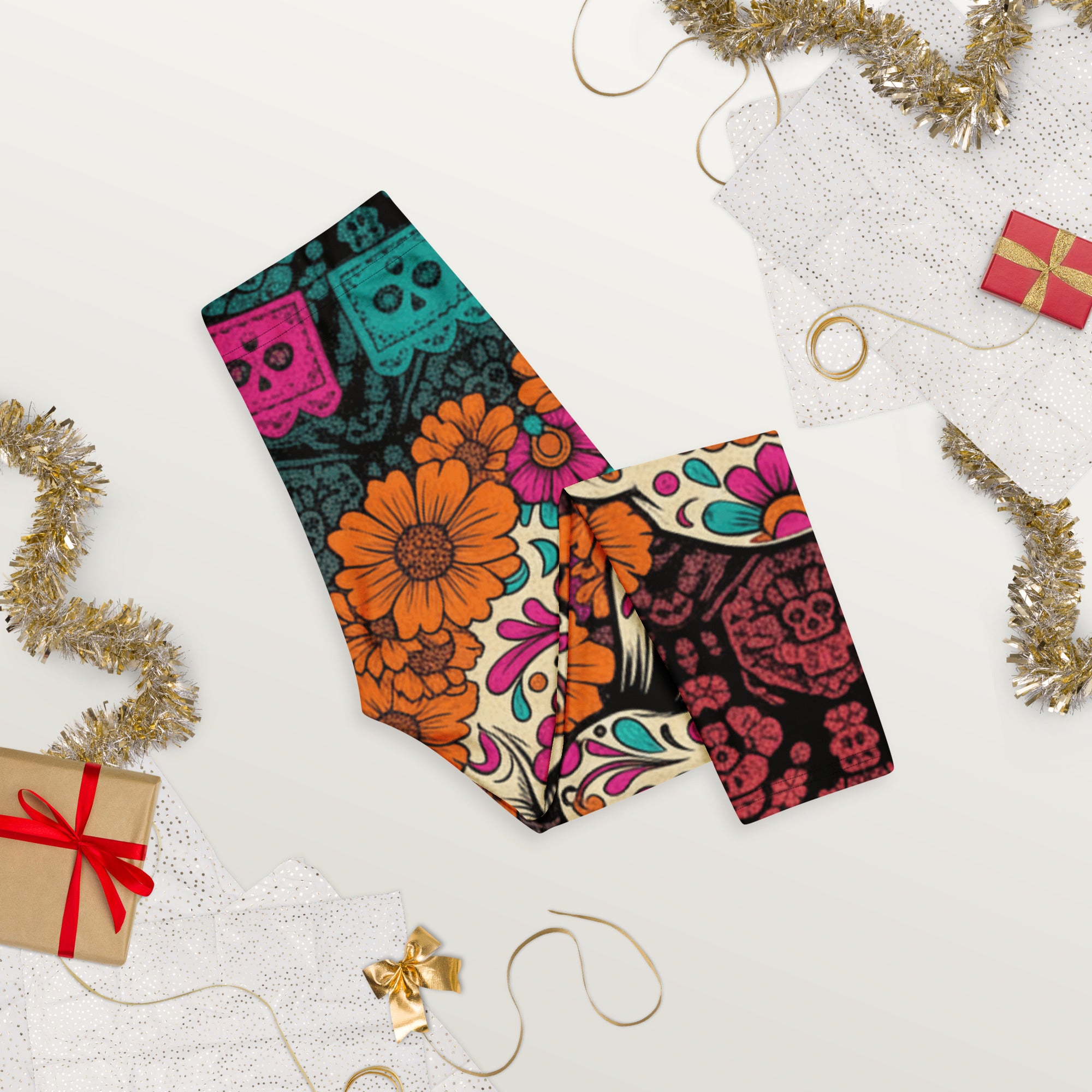 Día de los Muertos Marigold Capri Leggings | GearBunch