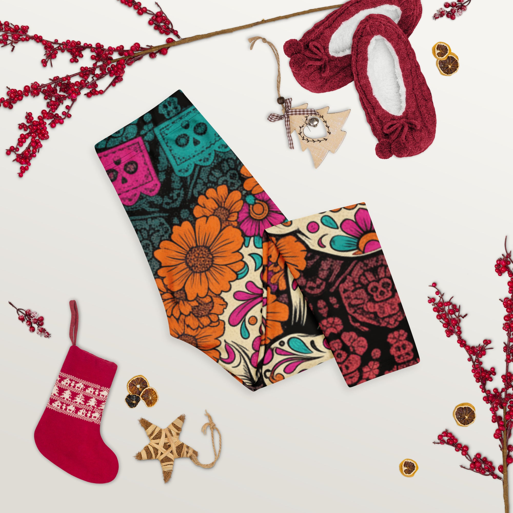 Día de los Muertos Marigold Capri Leggings | GearBunch