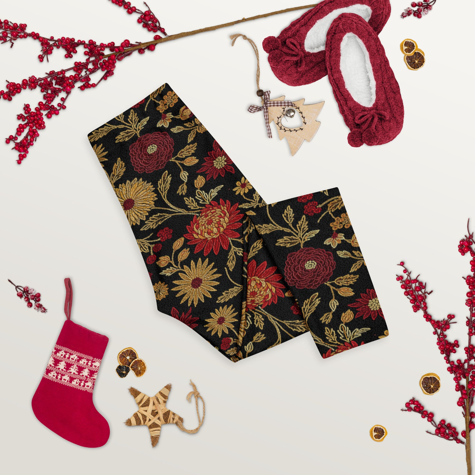 Gold Rose Garden Capri Leggings | GearBunch