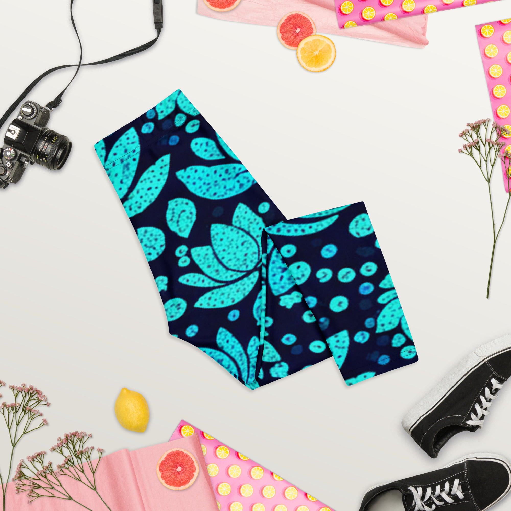 Teal Lotus Capri Leggings | GearBunch