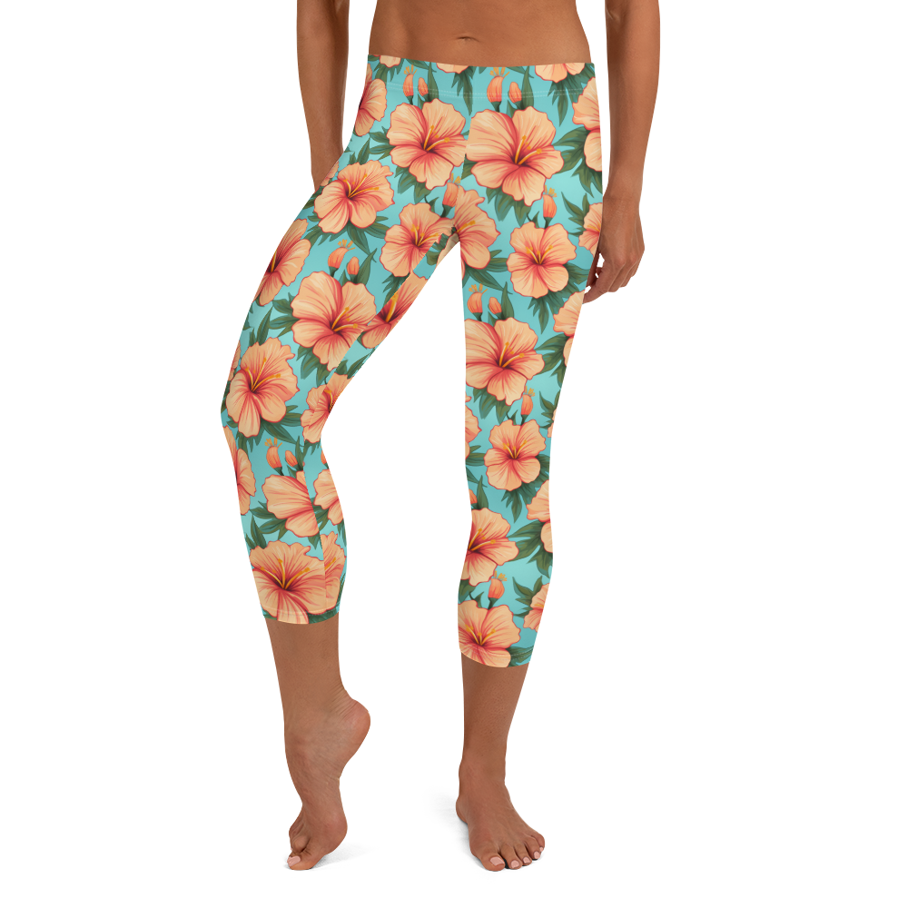 Tropical Hibiscus Capris Front View