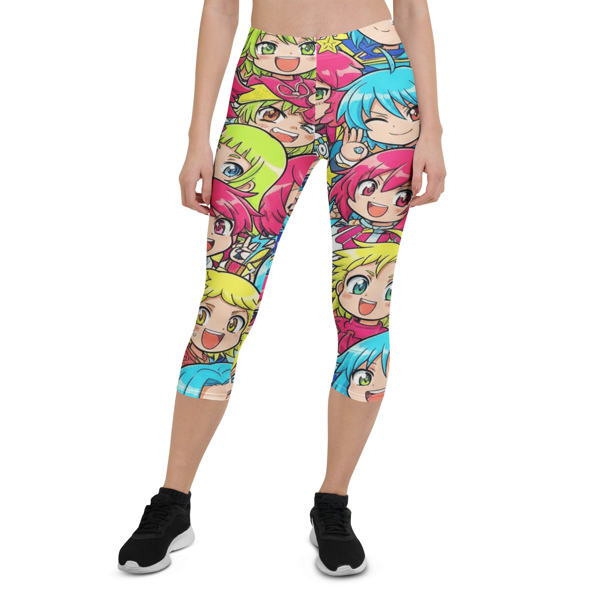 Anime Collage Chibi Party Capri Leggings | GearBunch