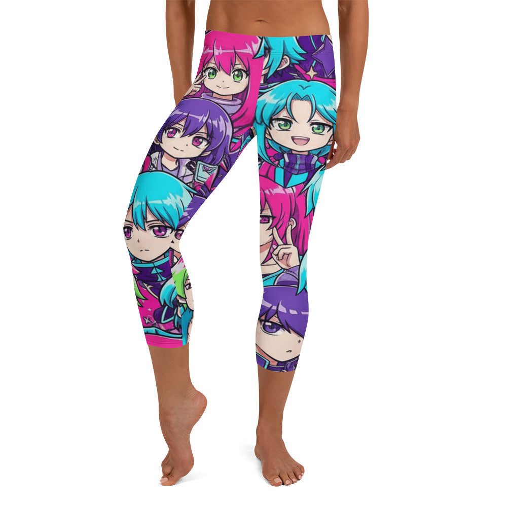 Anime Collage Cyberpunk Capri Leggings | GearBunch