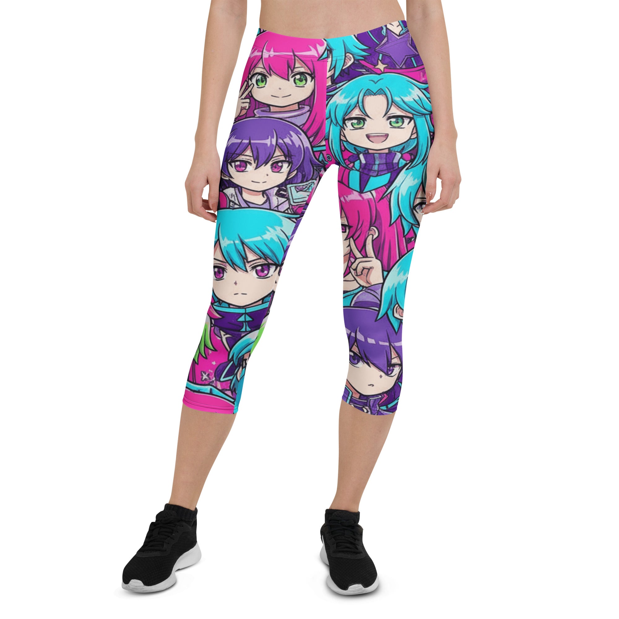 Anime Collage Cyberpunk Capri Leggings | GearBunch