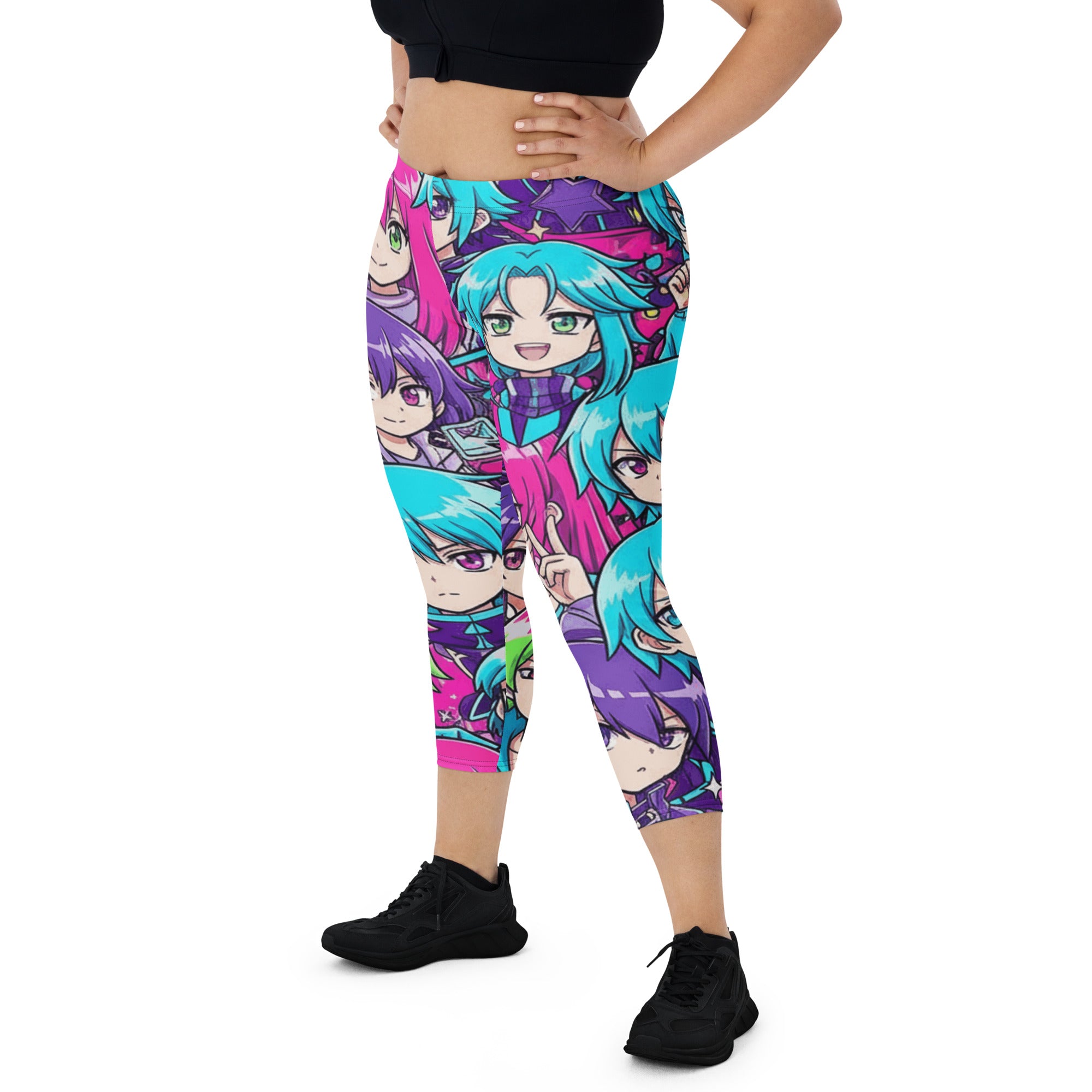 Anime Collage Cyberpunk Capri Leggings | GearBunch