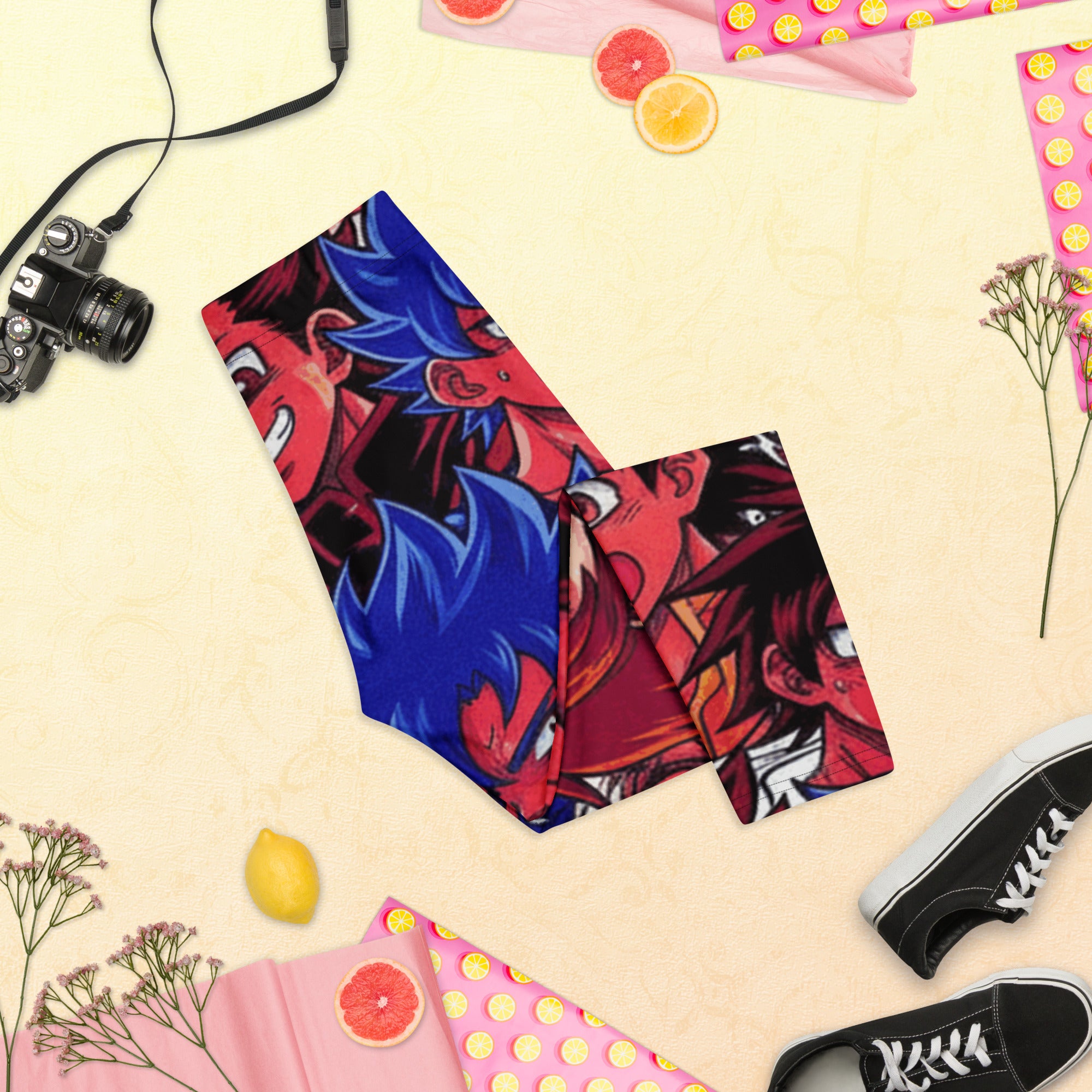 Anime Collage Dark Shonen Capri Leggings | GearBunch