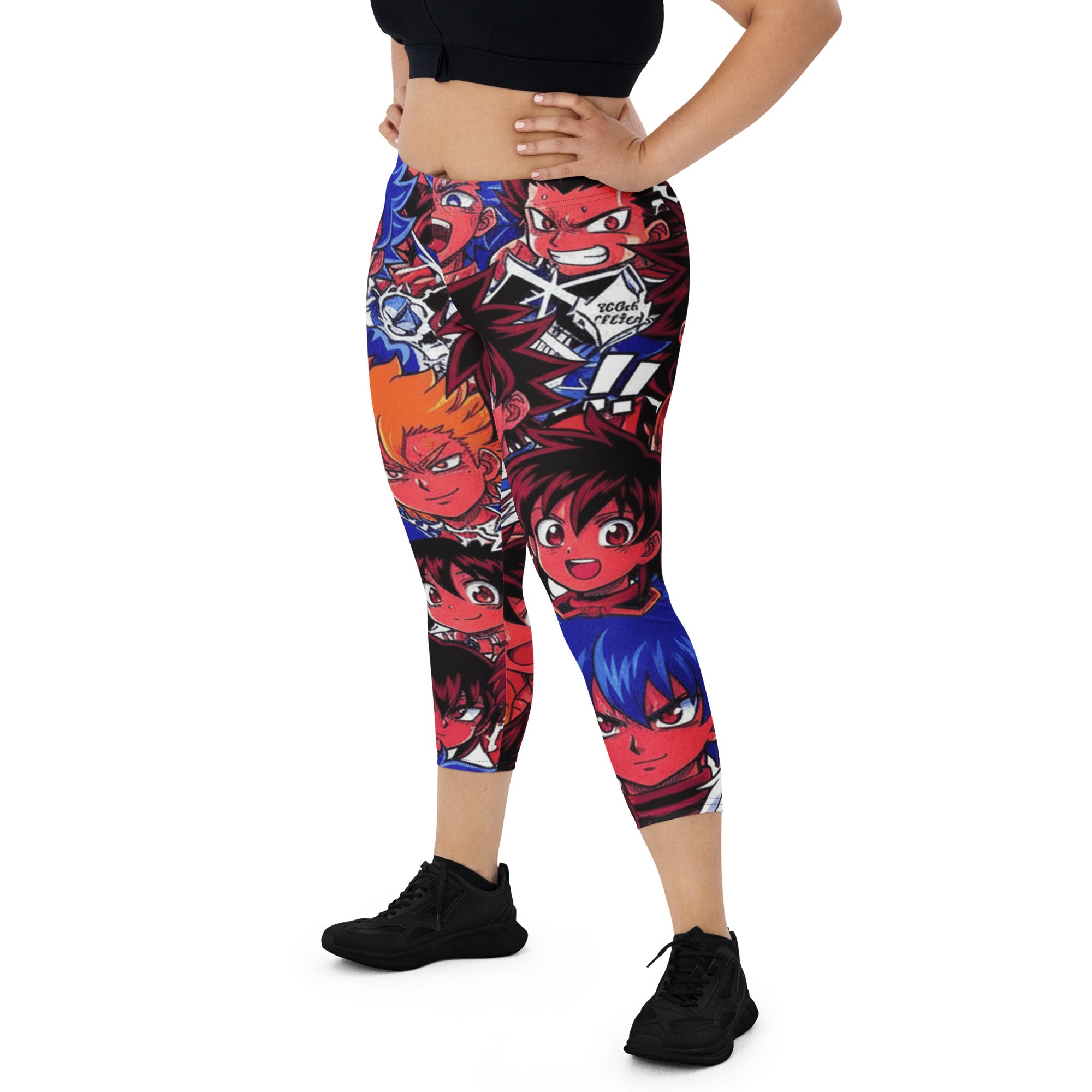 Anime Collage Dark Shonen Capri Leggings | GearBunch