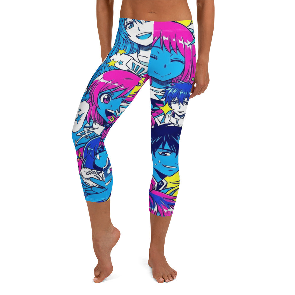 Anime Collage Neon Tokyo Capri Leggings | GearBunch