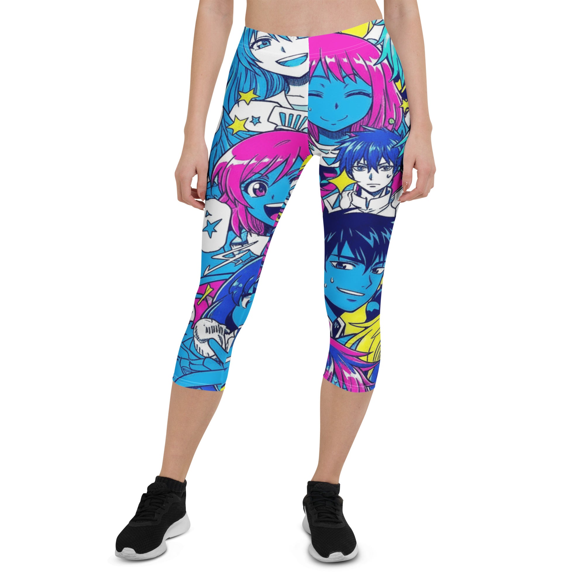 Anime Collage Neon Tokyo Capri Leggings | GearBunch
