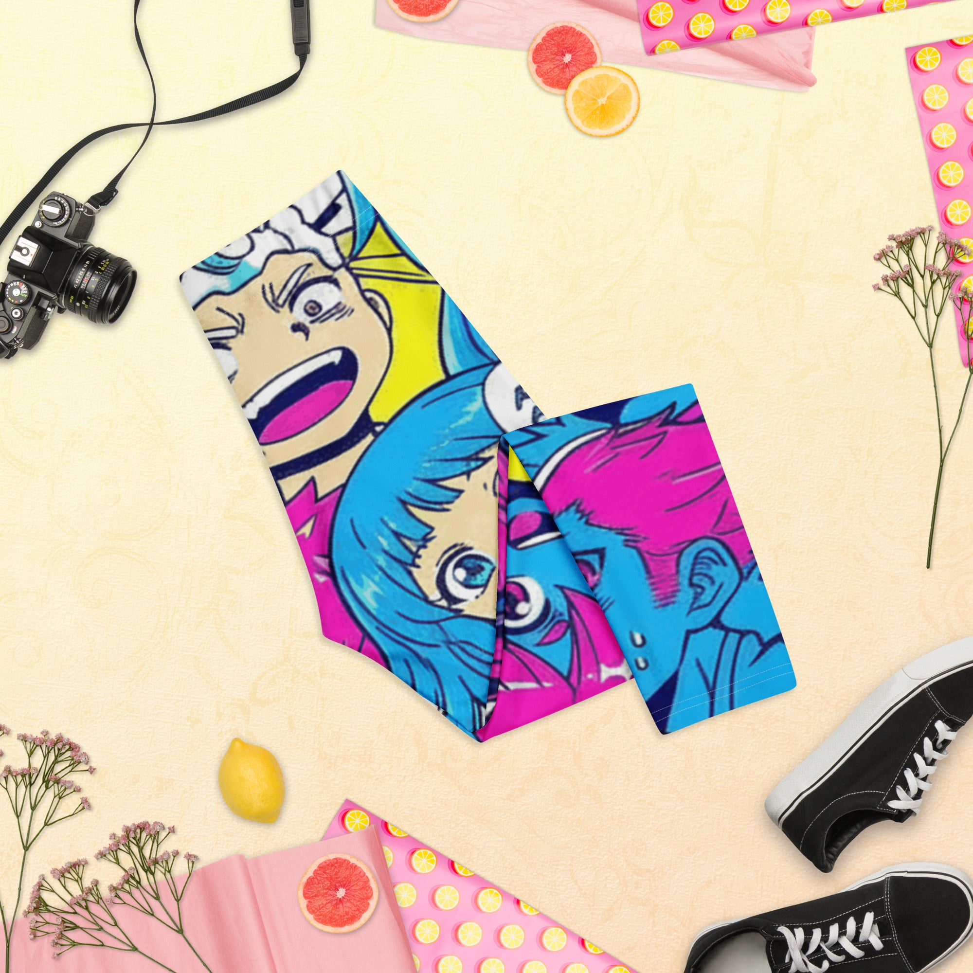 Anime Collage Neon Tokyo Capri Leggings | GearBunch