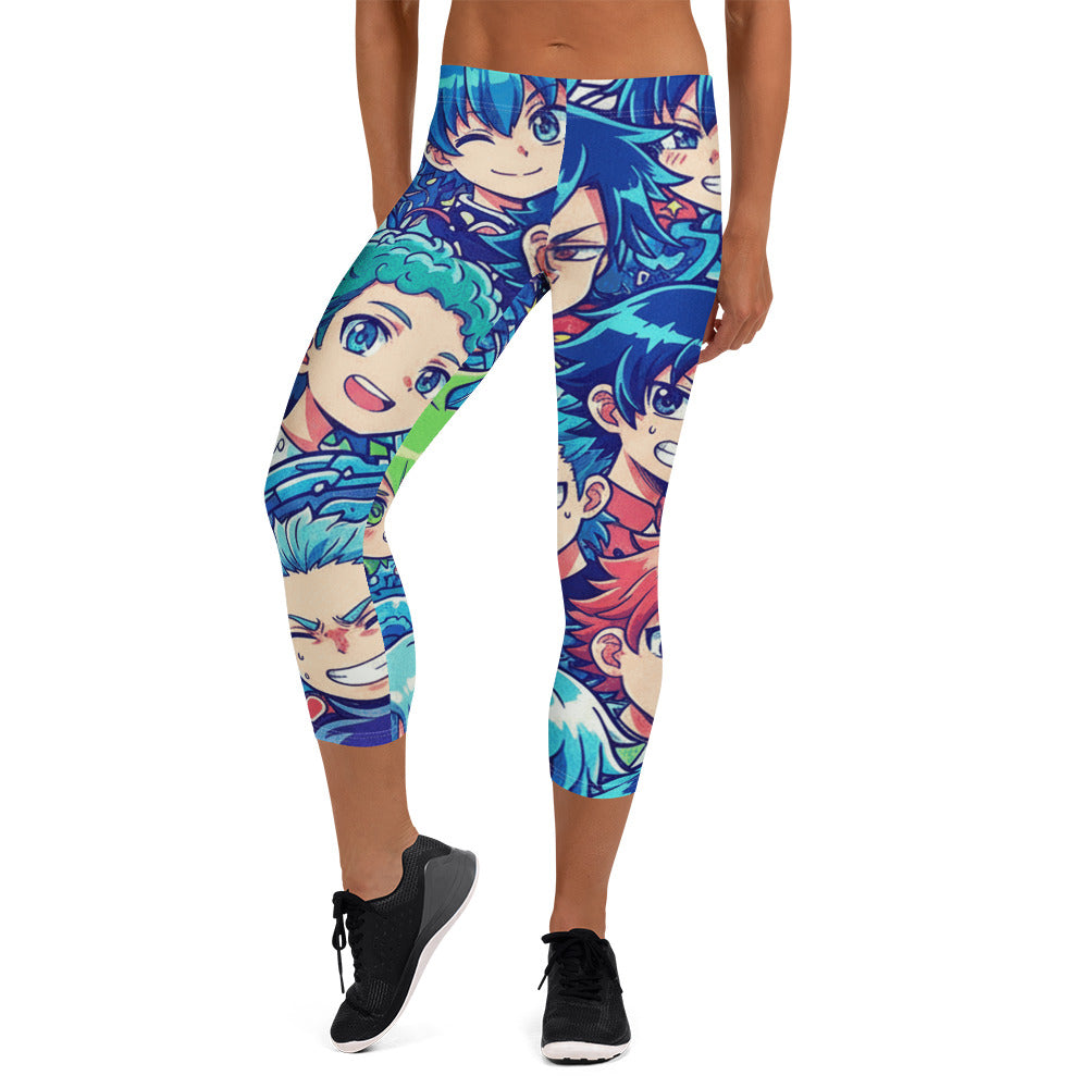 Anime Ocean Wave Capri Leggings | GearBunch